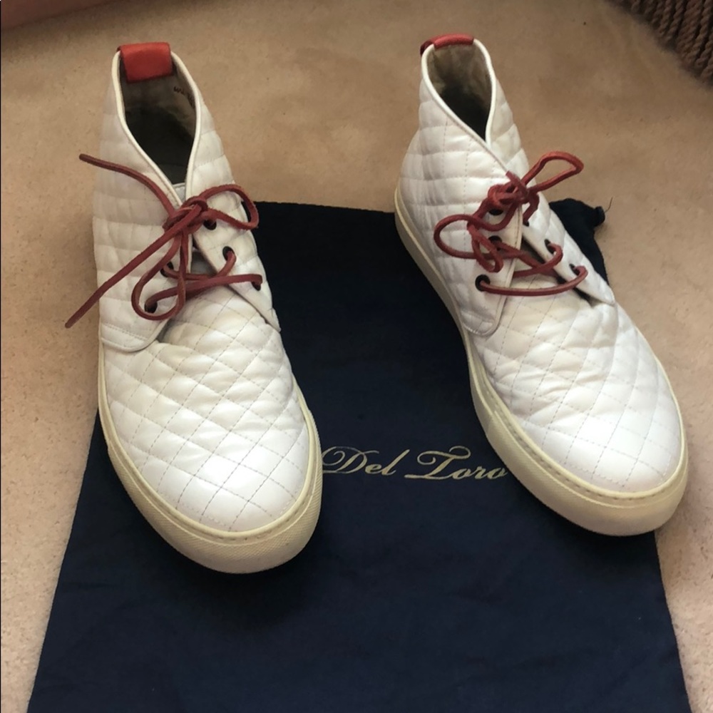 Del Toro White Quilted Sneakers (men’s)